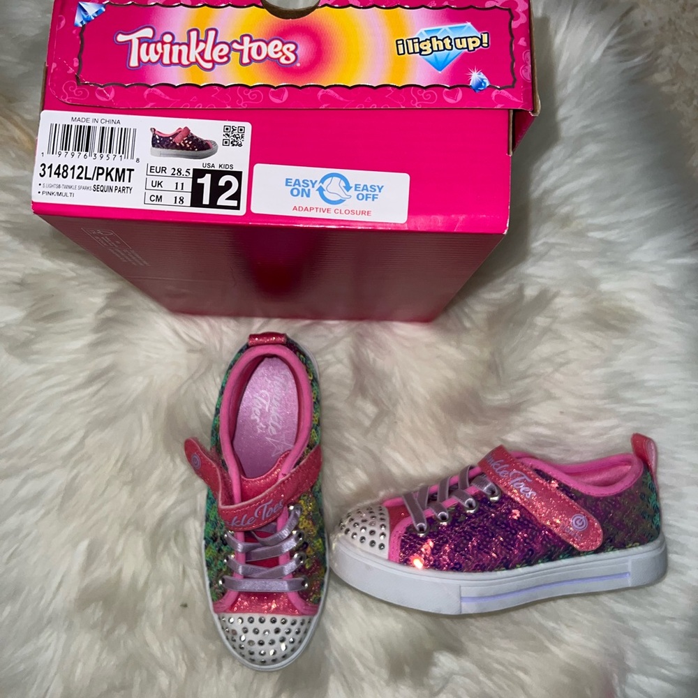 Kids Light-Up Sneakers - Pink and Silver Size 12